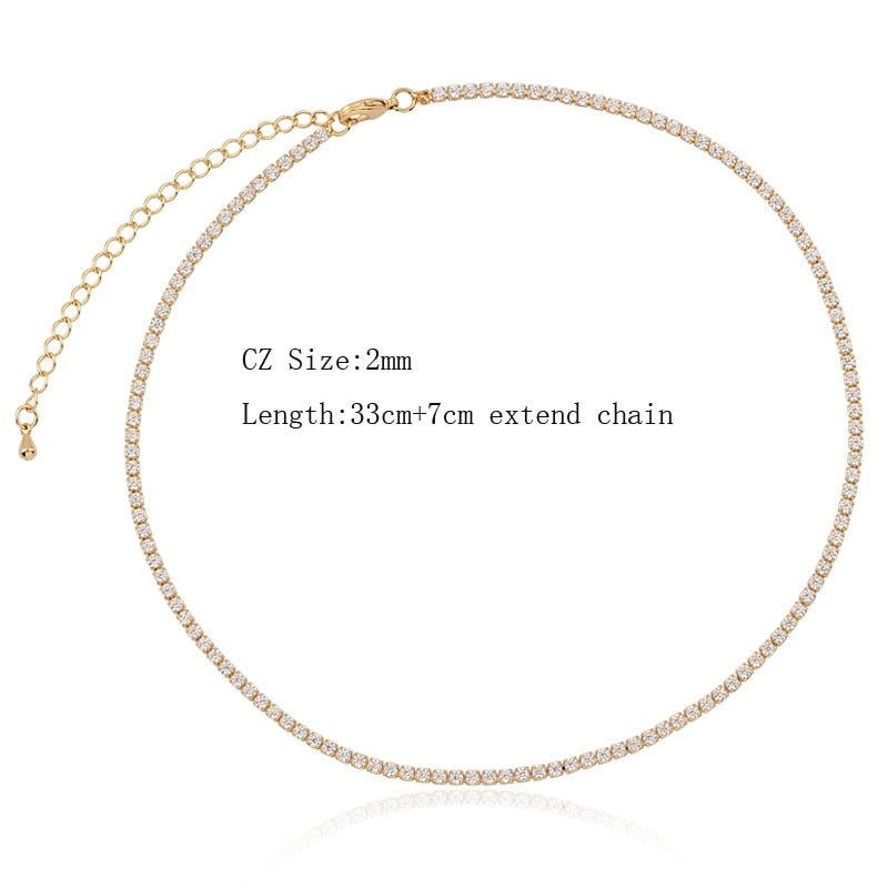 Sexy Short Sparking Rainbow Tennis Chain Chocker Necklace With AAA+ CZ Fashion Personality Women Collar Jewellery bijoux femme