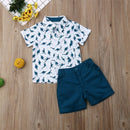 lioraitiin 1-6 Jahre Kinder Kleidung Set Baby Jungen Dinosaurier Umlegekragen Kurzarm T-Shirt Hose 2tlg. Freizeit Sommer Kleidung Set