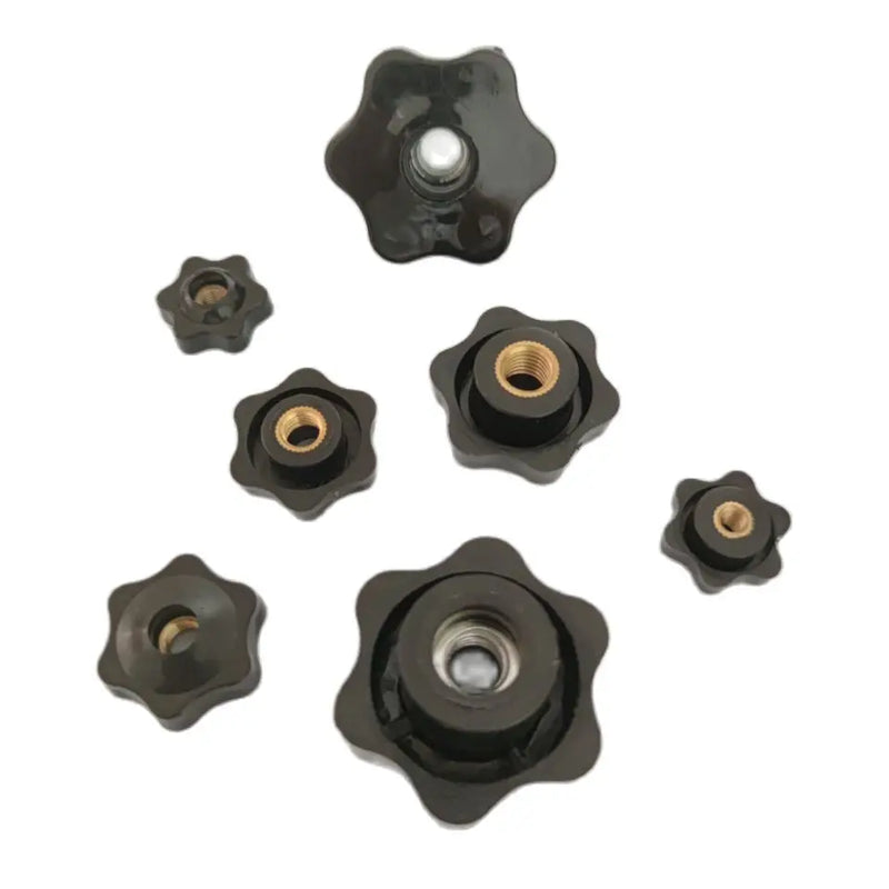 5PCS M4 M5 M6 M8 M10 M12 Plum Hand Tighten Nuts Handle Thread Mechanical Black Thumb Nuts Clamping Knob Manual Nuts Perforated