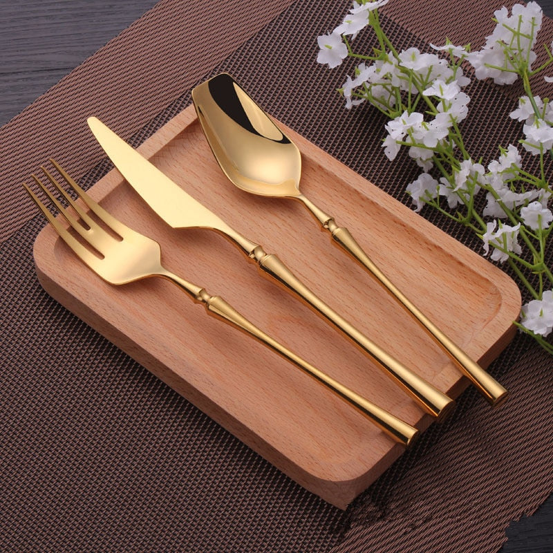 Forks Knives Spoons Dinner Set Cutlery European Wester Kitchen Dinnerware Stainless Steel Home Party Tableware Set Dinnerware