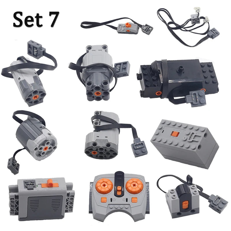 Technical Enhanced Motor Kit Power Function Switch IR Remote Control Receiver Battery Box Train Motors High-tech parts Sets