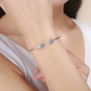 BISAER 925 Sterling Silber Runde Glücksblaue Böse Augen Liebe Herz Offene Armreifen Damen &amp; Mädchen Silber Armbänder Mode Schmuck