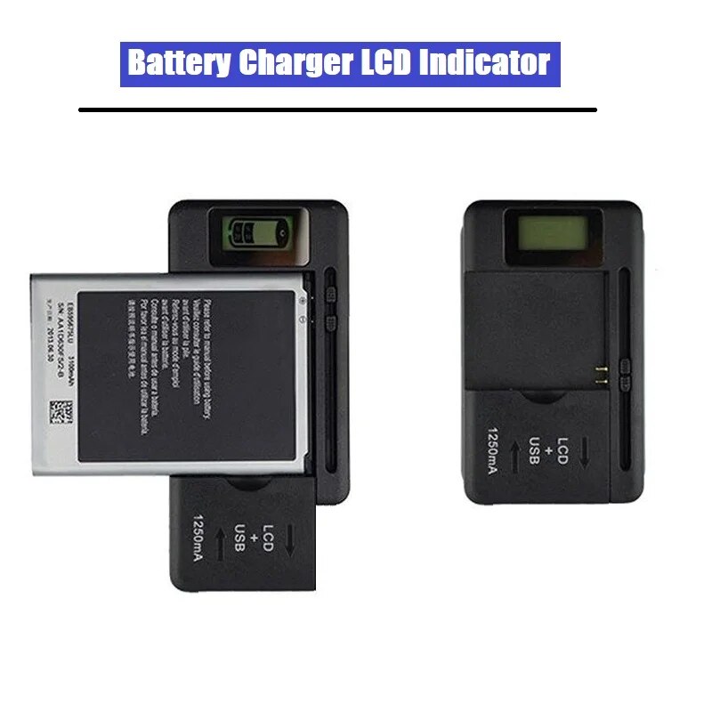 Universal Mobile Battery Charger LCD Display Indicator Screen Dual Support USB-Port For Cell Phone Chargers Charging UK EU Plug