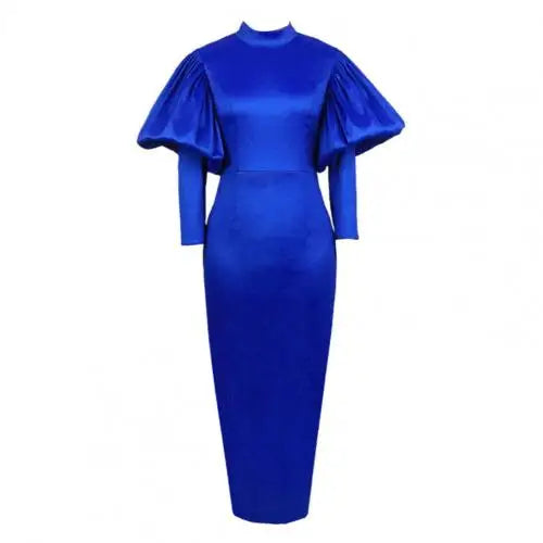 Women Maxi Dresses Long Lantern Dress Christmas High Collar Bodycon Sexy Shiny Celebrate Occasion African Robes Birthday Event