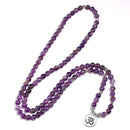 Natural Purple Crystal Amethysts Bracelet 6mm Beads Necklace Yoga 108 Mala Stone Bracelet for Women Lotus Energy Jewelry