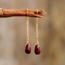 Edelstein-Ohrringe zum Aufhängen für Damen, rote Jaspis, vergoldet, tropfenförmig, baumelnd, böhmische Kunst, Damenschmuck, Geschenke für Frauen
