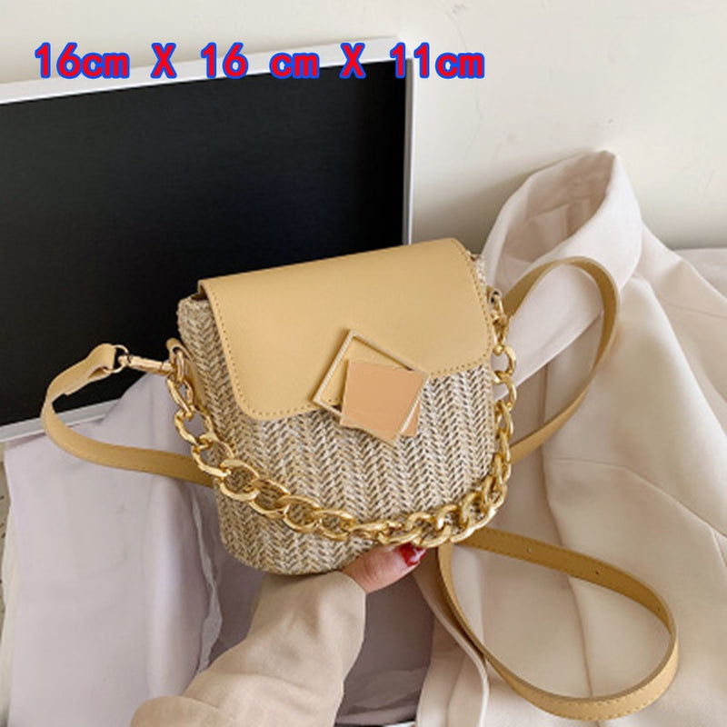 Small Straw Bucket Bags For Women 2020 Summer Crossbody Bags Lady Travel Purses and Handbags Female Shoulder Messenger Bag