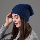 [Rancyword] Damen Wintermützen Beanies Strickmützen Kaninchenfellmütze Weiblich Echthaar Skullies Mützen Gorros Unifarbe RC1222-2