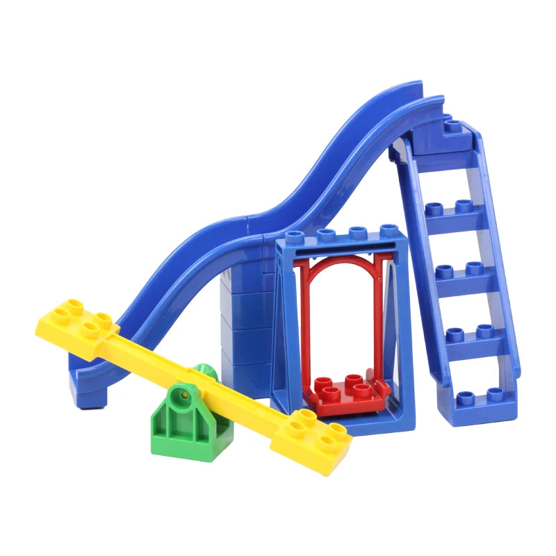 Big Building Blocks Playground Pipeline Parts Slide Ladder Swing  Compatible Bricks Sets Baby Assemble Education Montessori Toys