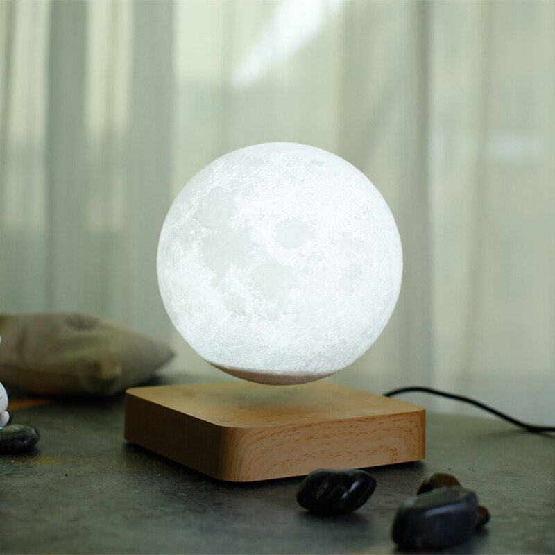 Creative 3D Magnetic Levitation Moon Lamp Night Light 14cm Rotating  Led Moon Floating Lamp Home Decoration Holiday Gifts