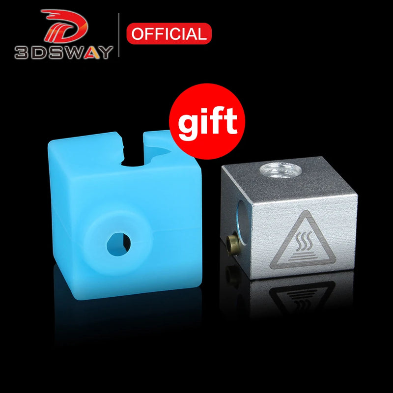 3DSWAY 3D Printer Parts Heater Block E3D V5 Hotend Extruder Heating Aluminum Block Silicone Sock for Anycubic I3 Mega/Chiron