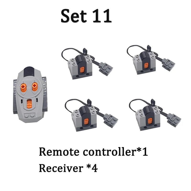 Technical Enhanced Motor Kit Power Function Switch IR Remote Control Receiver Battery Box Train Motors High-tech parts Sets