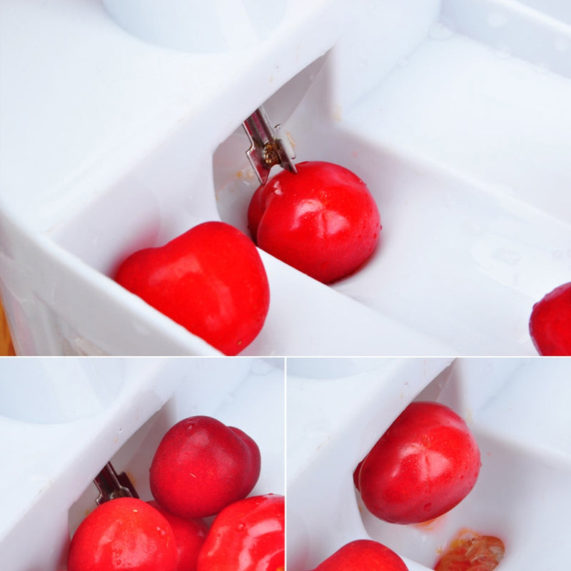 Cherry Corer With Container Kitchen Gadgets Tools Novelty Super Cherry Pitter Stone Corer Remover 10pcs Cherry Pitters Pad