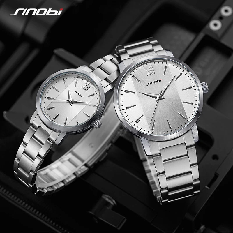 SINOBI Elegant Brand Women Watch Luxury Men's Quartz Watch Women's Watches Ladies Steel Men  Wristwatches Lover Clock Relogio