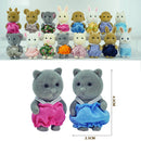 2022 Children Toys 1/12 Miniatures Furniture For Dolls   Forest Animal Family Action Figure Dolls Set Blue Cat Family Girls Toys