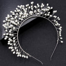 Handgewebtes Haarband Blatt Perle Stirnbänder für Frauen Braut Krone Tiara Hochzeit Haarschmuck