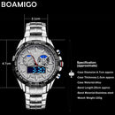 BOAMIGO New Luxury Brand Sports Men Watches Military Fashion Stainless Steel Digital Quartz Watch relogio masculino