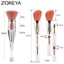 Zoreya Reise 3-in-1 Make-up Weicher Mehrzweck-Tragbarer Make-up-Pinsel Abgewinkelter Schwamm Augenbrauen Lidschatten Puder Schminkpinsel Kosmetik