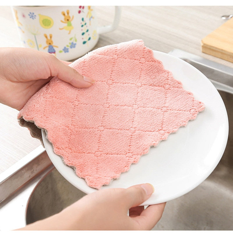 8pieces Household Super Absorbent Microfiber Towel Kitchen Dish Cloth Non-Stick Oil Washing  Rag  Tableware Cleaning Wiping Tool