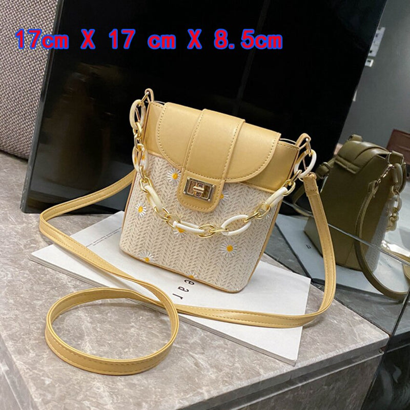 Small Straw Bucket Bags For Women 2020 Summer Crossbody Bags Lady Travel Purses and Handbags Female Shoulder Messenger Bag