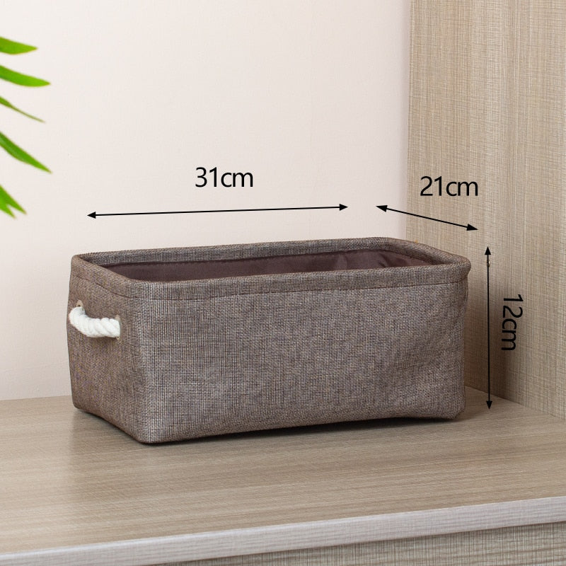 Cotton Linen Folding Storage Baskets Kids Toys Organizer Clothes and Sundries Storage Box Cabinet Storage Bag Laundry Basket