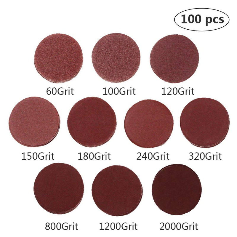 101pcs Set 2 inch Sanding Discs Pad Kit for Drill Grinder Rotary Tools with Backer Plate Includes 60-2000 Grit Sandpapers