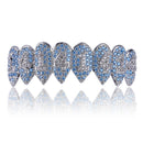 GUCY Iced Out Hip Hop 1414 Teeth Grillz Bling AAA Cubic Zircon Silver Color Eight Top & Bottom Vampire  Grills Set For Gift