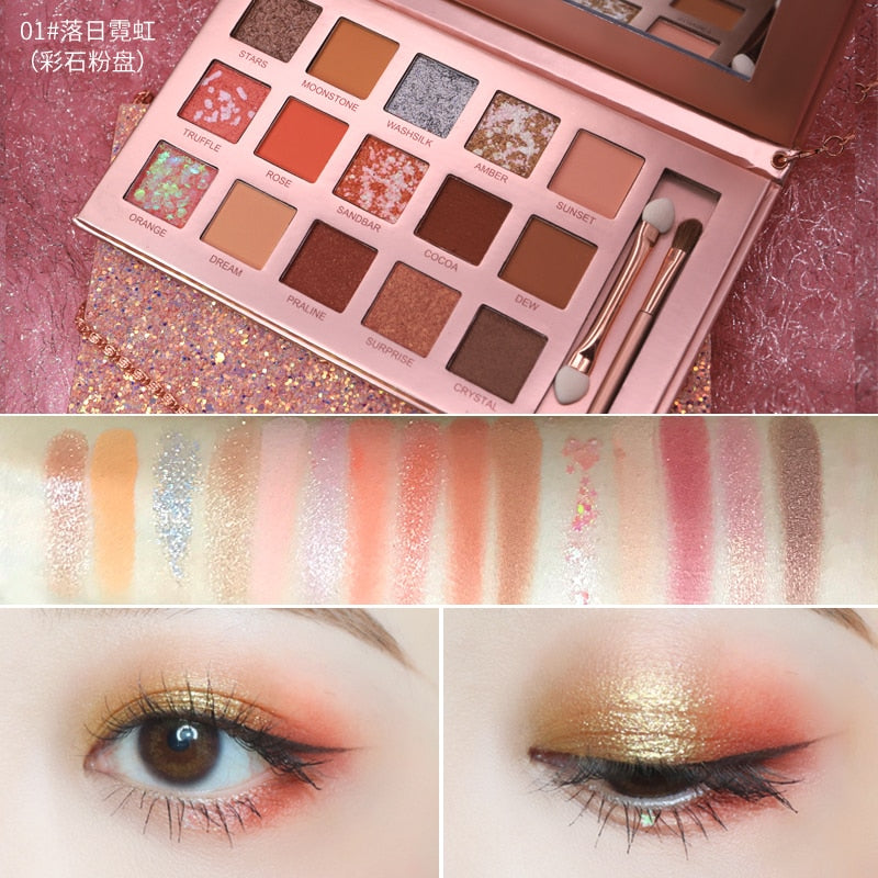 Sparkling Star Matte Glitter Eyeshadow Palette Shimmer Pigmented Shiny Makeup Easy to Wear Smooth Soft Touch Brighten Eyes