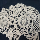 Beige Embroidered Skull Flora Fabric Collar Gothic Gown Appliques Sew On Patch For Wedding Decoration Dress DIY