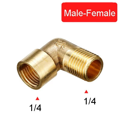 1/8" 1/4" 3/8" 1/2" Female x Male Thread 90 Deg Brass Elbow Pipe Fitting Connector Coupler For Water Fuel Copper