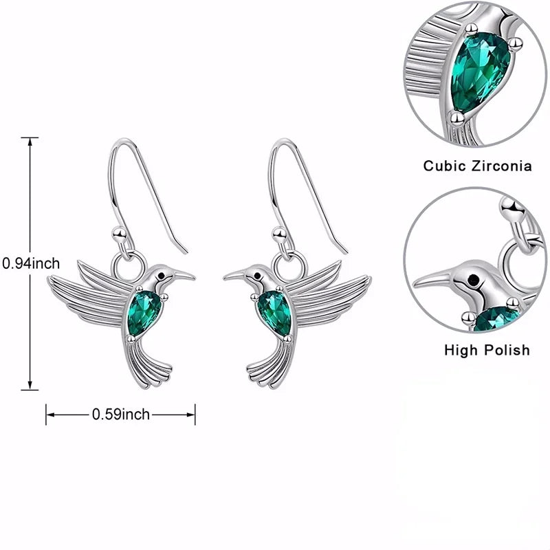 Women's Fashion Earrings Flying Hummingbird Pendant Earrings Hypoallergenic Earrings Mother's Day Gift for Mom and Daughter