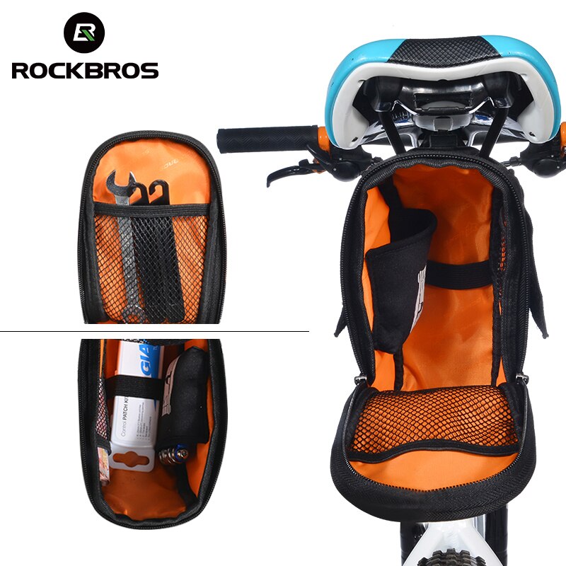 ROCKBROS Water Bottle Rainproof Bike Bicycle Rear Bag With Pocket Bicycle Tail Seat Saddle Bag Reflective Pouch Bike Accessories