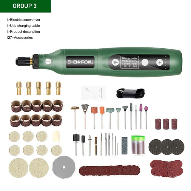 Cordless Grinder Electric Drill 5-Speed Adjustable Engraving Pen Cutting Polishing Drilling Rotary Tool With Dremel Accessories