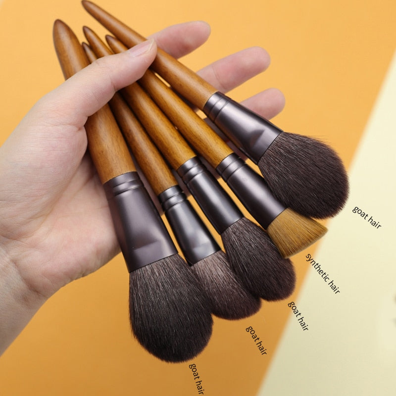 OVW Cosmetic Makeup Tools Brush Set Horse Goat Hair 15 pcs Tapered Blending Make up Brushes Natural Hair Brush Shadow Shader