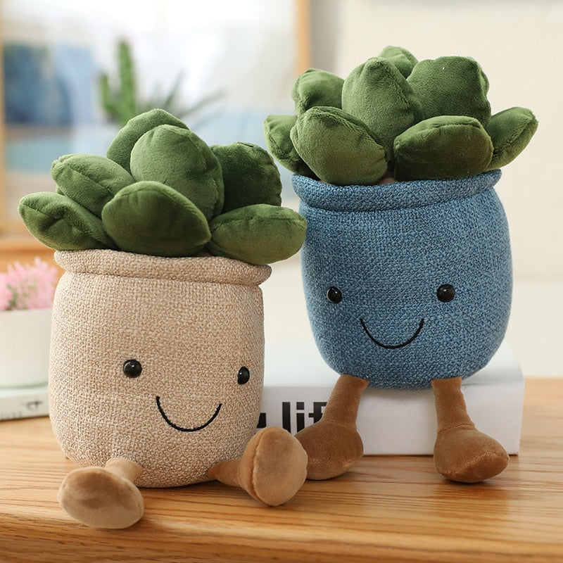 Lifelike Tulip&amp;Succulent Plants Plush Stuffed Decor Toys Soft Bookshelf Decor Doll Creative Potted Flowers Pillow for Girls Gift