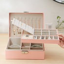 Neue doppellagige Schmuckschatulle aus Leder Ohrstecker Ohrringe Ornament Aufbewahrungsbox Multifunktionale große Schmuckverpackung Display