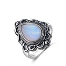 S925 Sterling Silver Rings Natural Moonstone Lapis Ring for Women Vintage Gemstone Rings Gift Fine Jewelry