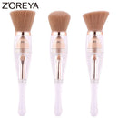 Zoreya Reise 3-in-1 Make-up Weicher Mehrzweck-Tragbarer Make-up-Pinsel Abgewinkelter Schwamm Augenbrauen Lidschatten Puder Schminkpinsel Kosmetik