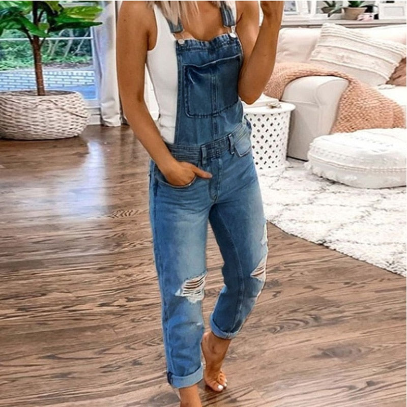 Cargo Pants Women Holes Slim Fit Overalls Women&