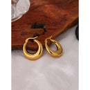 Yhpup Statement Stainless Steel Geometric Hoop Earrings Jewelry for Women Trendy Metal Texture 18 K Earrings Golden Accessories