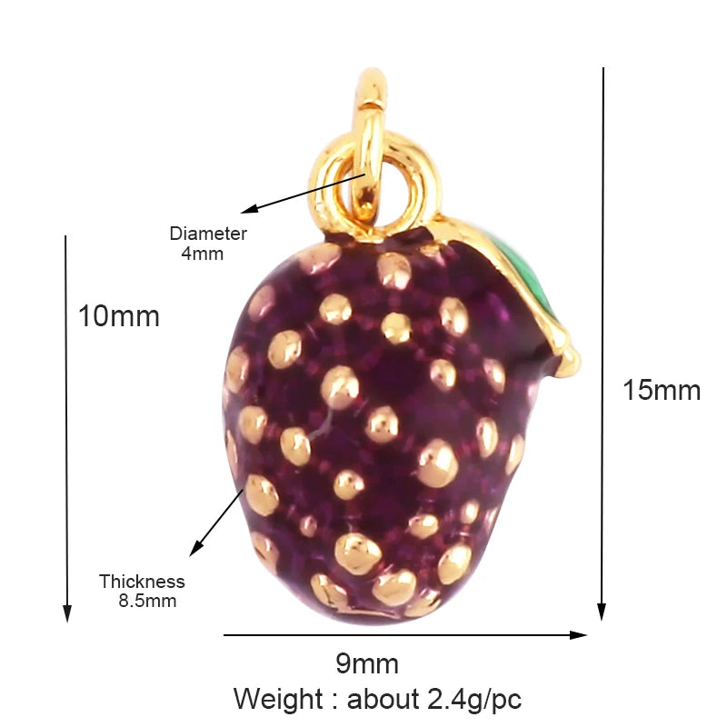 3D Fruit Strawberry Grape Mango Pineapple Water Melon Cherry Banana Charm Pendant , Jewelry Necklace Bracelet Making Supply M15