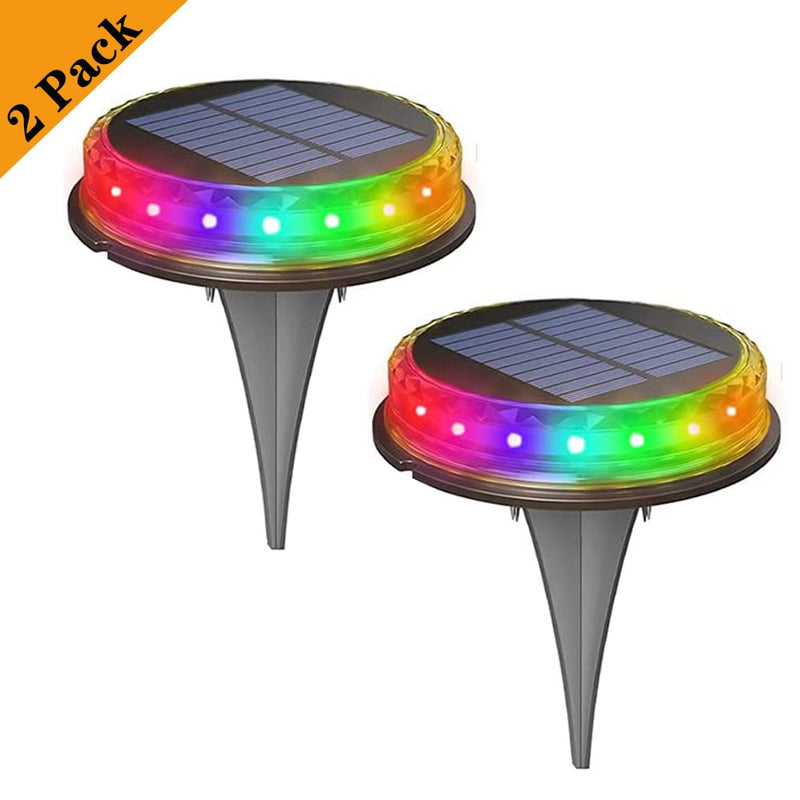 4PCS Solar Powered Disk Lights 17LED Solar Pathway Lights Outdoor Waterproof Garden Landscape Lighting for Yard Deck Patio