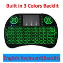 3 Colors Backlit i8 Mini Wireless Keyboard 2.4ghz English Russian 3 Colour Air Mouse with Touchpad Remote Control Android TV Box
