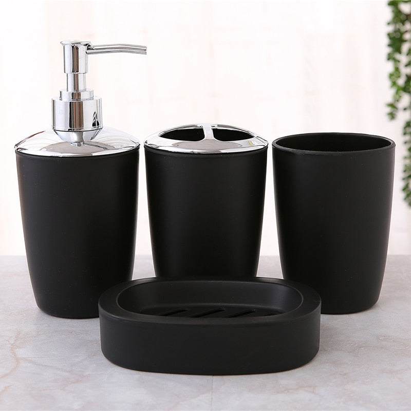 4Pcs Bathroom Set Plastic Soap Dispenser Bottle Washroom Toothbrush Holder Cup Suit Bathroom Accessories