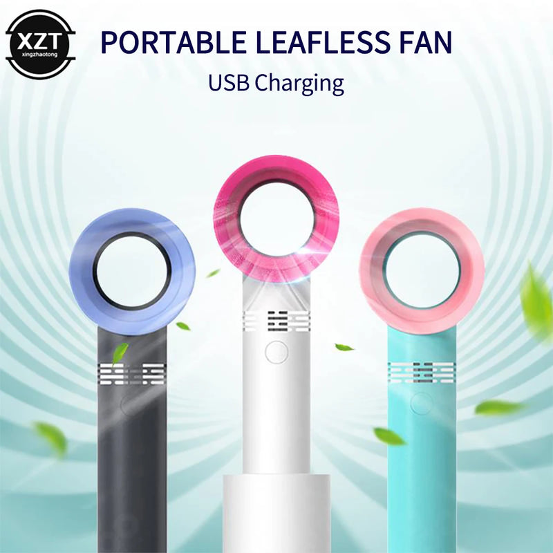 Portable Bladeless Fan USB Rechargeable Handheld Mini No Leaf Ultra-quiet Fans Air Cooler Fans For Desktop Travel Outdoor Office