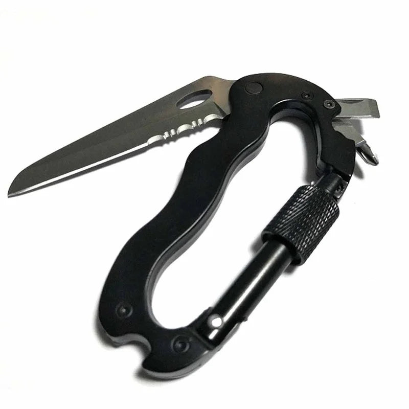 Multifunctional Self Defense Tools Climbing Carabiner Security Hook Gear Buckle Outdoor Safety Defensa Personal Tactical Knife