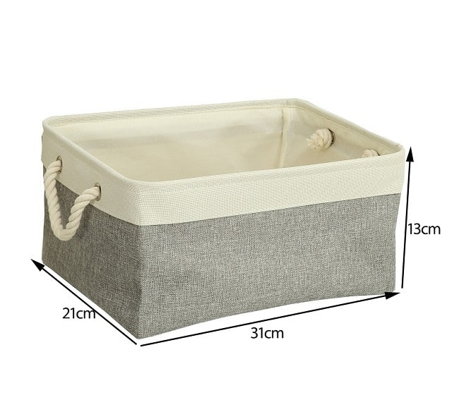 Cotton Linen Folding Storage Baskets Kids Toys Organizer Clothes and Sundries Storage Box Cabinet Storage Bag Laundry Basket