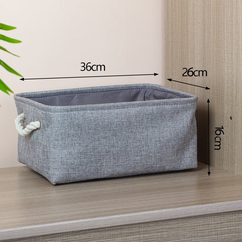 Cotton Linen Folding Storage Baskets Kids Toys Organizer Clothes and Sundries Storage Box Cabinet Storage Bag Laundry Basket