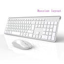 Wireless keyboard mouse , 2.4 gigahertz stable connection rechargeable battery, Full-size Russian layout,Black grey Silver white