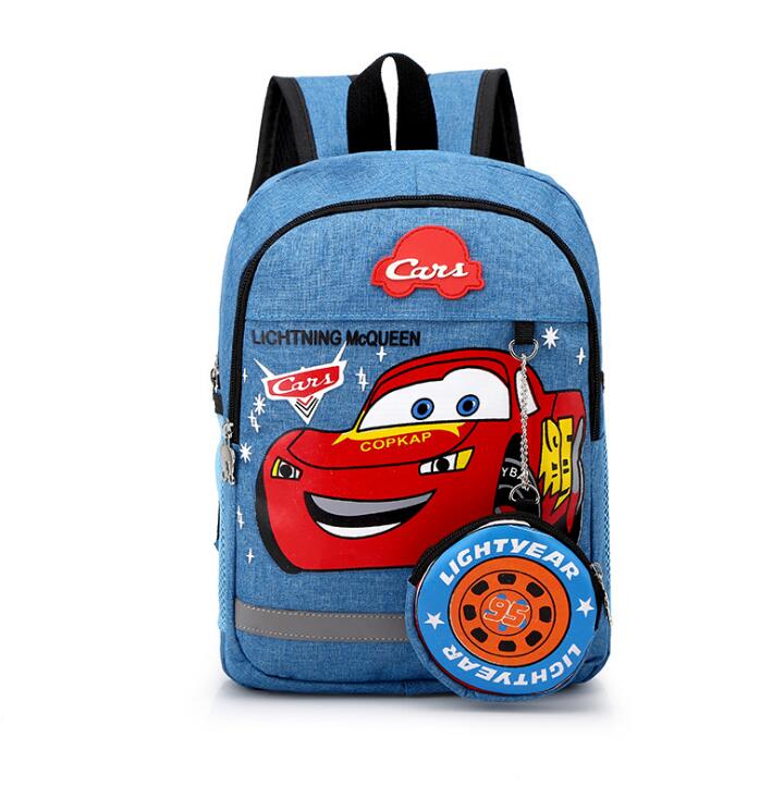 Disney 2020 new kindergarten lovely backpack+purse coin boy bag 95 car children boy bag for school